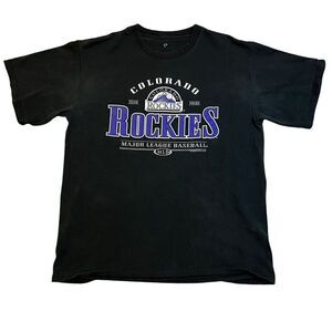 2007 Colorado Rockies Baseball Graphic T-Shirt Size L Short Sleeve Black Purple